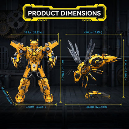Myth Qholve 2 in 1 Wasp Robot Building Set Transforming Mecha Model Kit with Light-Up Core, Large Sci-Fi Mechanical Insect Display Figure, Advanced Construction Set for Teens and Adults