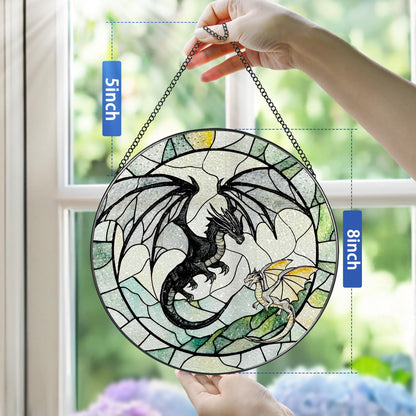 Stained Glass Window Hanging, Pauyadu 8 Inch Dragon Suncatcher Ornament, Stained Glass Suncatcher, Window Decor, Dragon Lovers Gifts, Gifts for Women, Men, and Friends