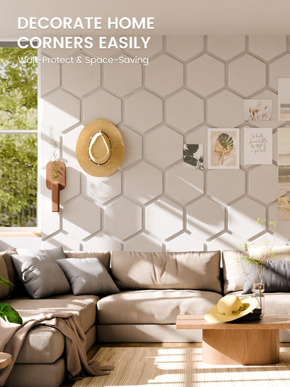 Fluxynara Hexagon Cork Board Alternative for Walls Decor-12-Pack Felt Bulletin Board Tiles,with 30 Pushpins,70 Adhesive Tabs for Office,Classrooms & Home Pin Board Felt Board-Milky White