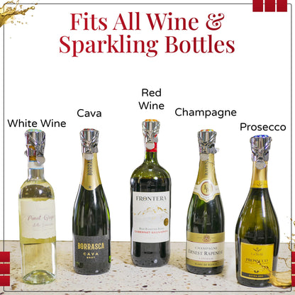 Wine Stopper & Champagne Stopper All In One - Patented Seal, Preserves Bubbles & Taste for Prosecco, White and Red Wines. 1 Pro Grade Evan James Bottle Stopper With Hanging Gift Box