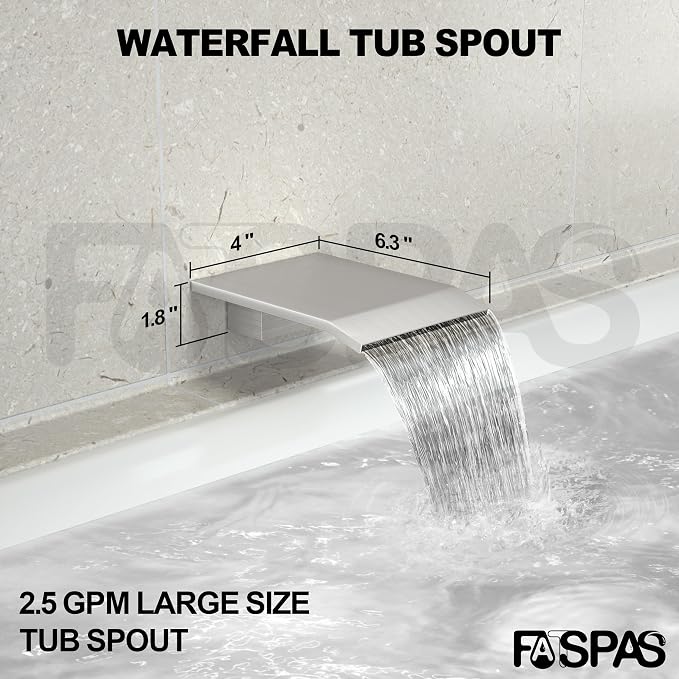 Brushed Nickel Shower System with 12-Inch Rain Showerhead and Tub Spout | cUPC-certified pressure balance brass valve to prevent scalding, CEC-certified air injection technology for low pressure