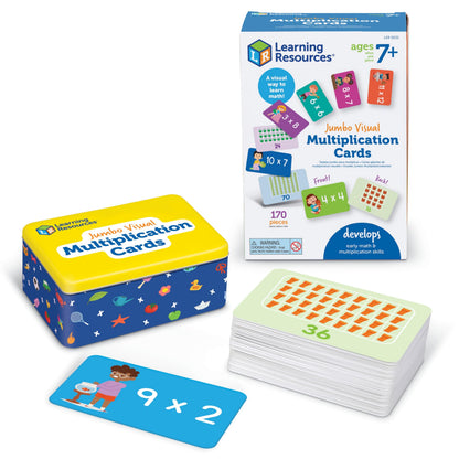 Learning Resources Jumbo Visual Multiplication Cards - Math Manipulatives, Montessori Activity, Back to School, Classroom Must Haves
