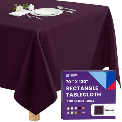 Gee Di Moda Rectangle Tablecloth - 70 x 120 Inch Eggplant Table Cloth for 6 or 8 Foot Rectangle Tables - Heavy Duty Washable Fabric - for Holiday Party, Dinner, Weddings, Baby Shower & Events