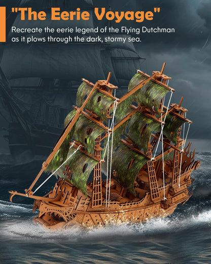 3D Wooden Flying Dutchman Pirate Ship Puzzle Kits for Adults to Build - Ideal Model for Puzzle Building Enthusiasts