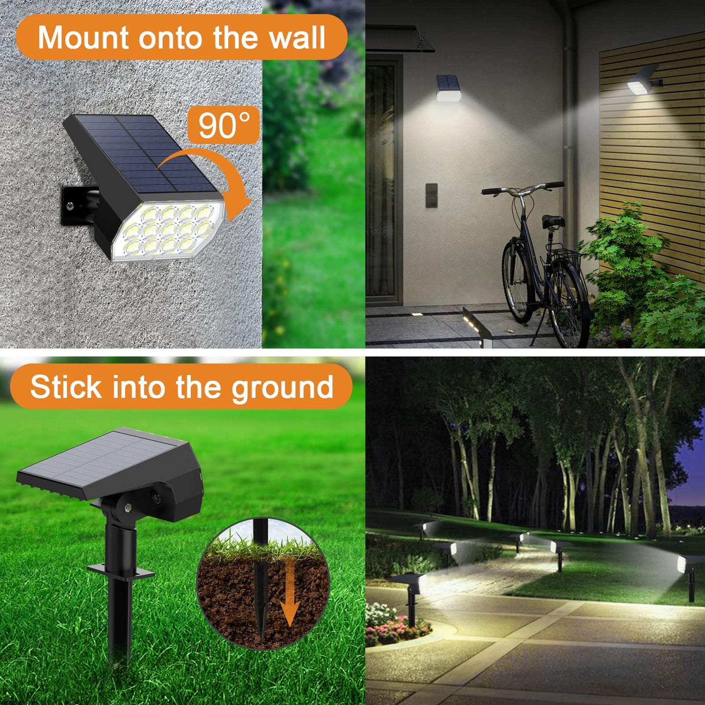 WELALO Solar Spot Lights Outdoor, [6 Pack/65 LED/3 Modes] Solar Landscape Spotlights, Solar Powered Christmas Halloween Lights, IP68 Waterproof Wall Lights for Walkway Yard Garden Driveway(Cool White)
