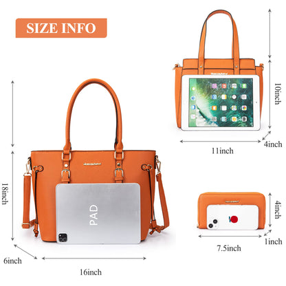 Montana West 3PCS Purses for Women Tote Bag and Wallet Set Shoulder Satchel Crossbody Bags Leather Handbag for Gift Travel Casual Work MWC3-C032WOR