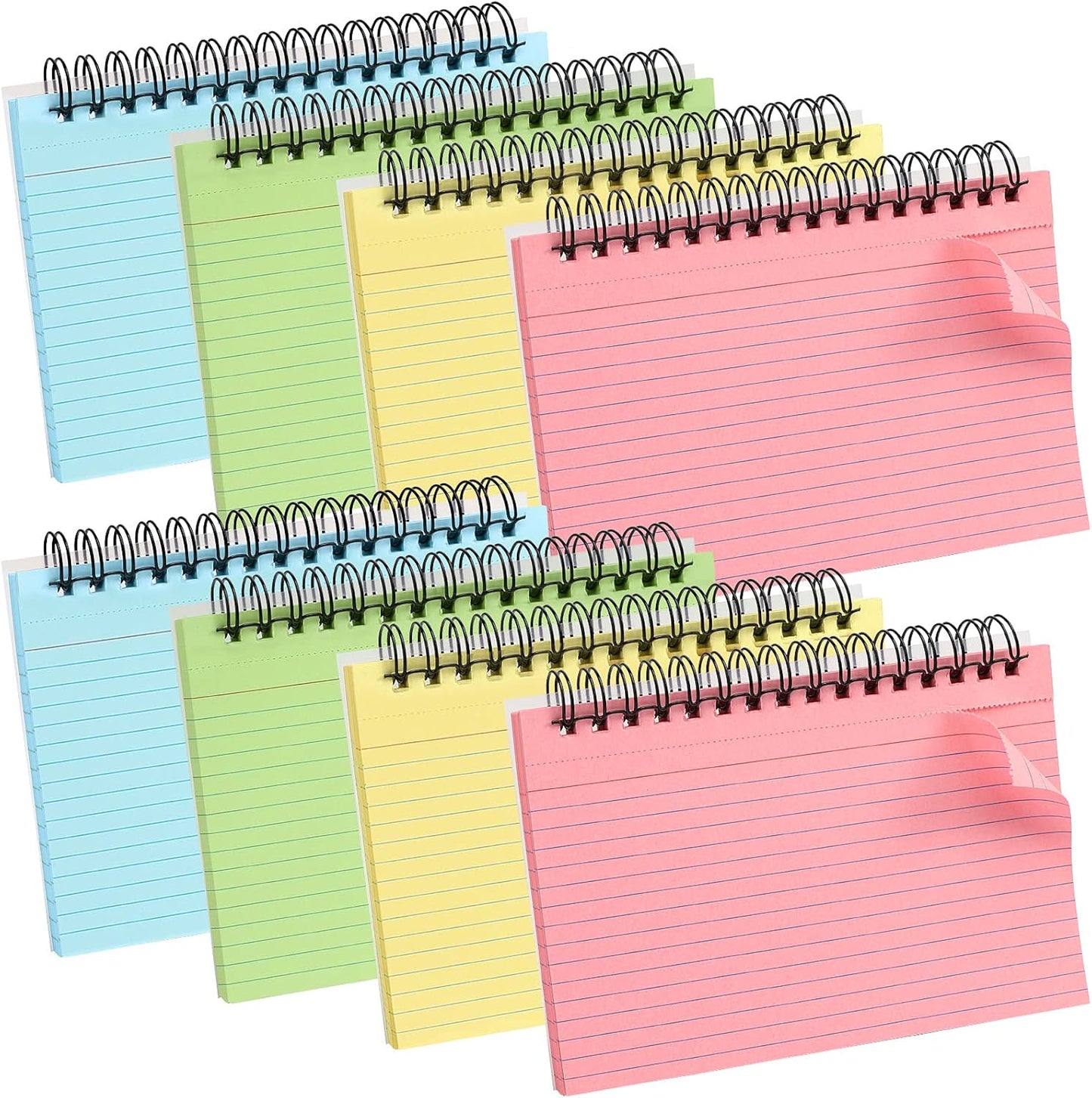 Koogel 400PCS Colored Index Cards, 4x6 Ruled Index Cards with Rings for Back to School, Heavy Notecard Study Flashcard with Waterproof Cover for Studying To Do List School College Supplies, 4 Colors