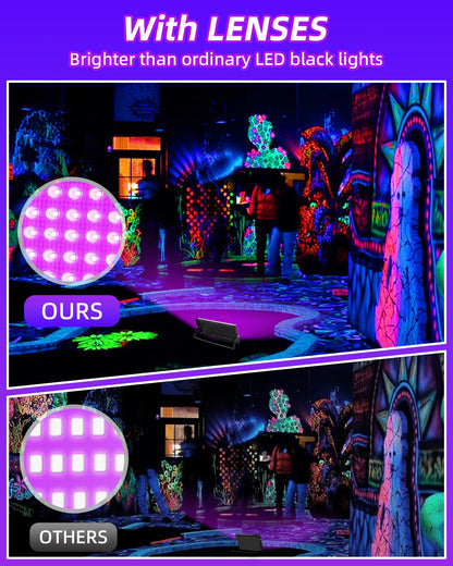 THECHAM 50W LED Black Lights IP66 Waterproof Black Light Outdoor with 6ft Plug+Switch,Flood Blacklight for Halloween Glow in The Dark Party Stage Light Neon Glow Birthday 1 Pack
