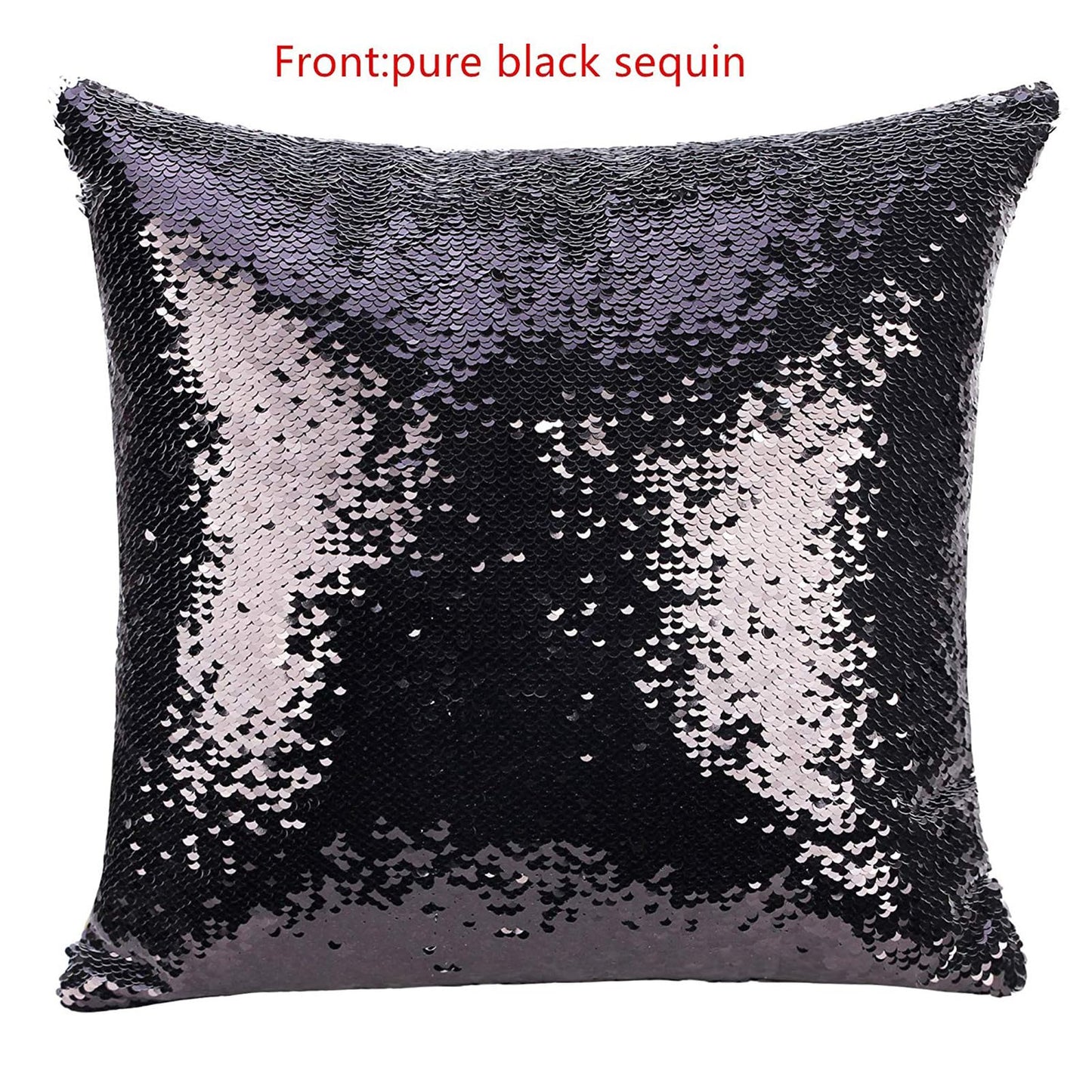 DIY Office Sequin Pillows Cover Magic Reversible Sequin Pillowcase Home Decorative Cushion Cover for 16×16 Inches (1, Danny 2 Black)