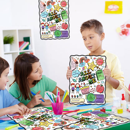 Pajean 50 Pcs All About Me Posters Student Activity Kit - Star Student Poster for Classroom Must Haves - First Day of School Activity for Kindergarten & Elementary