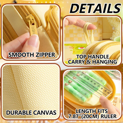 UINSUE Mini Backpack Pencil Case Art Marker Storage Canvas Makeup Pocket Small Gadget Bag Organizer Random Free of Highlighters (YELLOW-CHEESE)