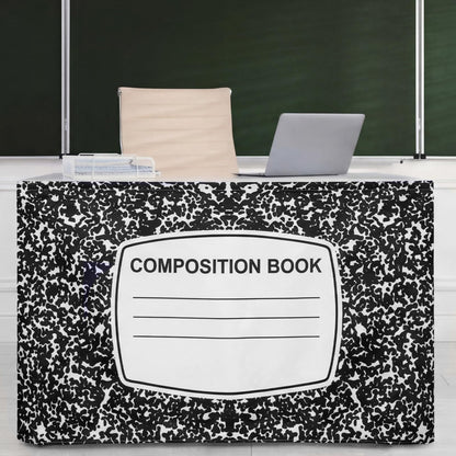 Windkream 14 ft Composition Book Table Skirt for Teacher Desk Rectangular Tablecloth Skirt Polyester Classroom Tableskirt for Teacher Preschool Decorations Back to School Party Supplies