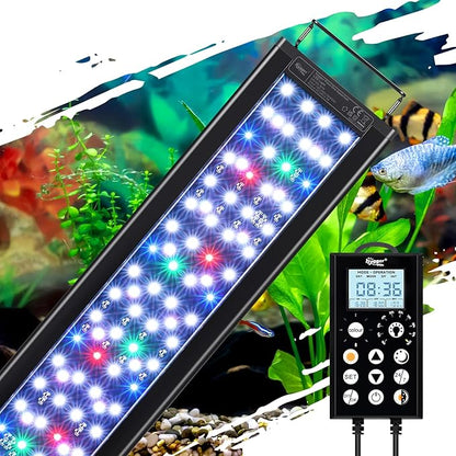 hygger 58W Aquarium Light, 24/7 & DIY Mode Fish Tank Light with Timer, IP68 Waterproof Full Spectrum, 8 Colors, 10 Brightness Day & Night Cycle Memory Function for 47-53 Inch Tank