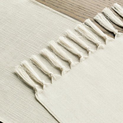 Artoid Mode Beige Tassel Table Runner, Boho Linen Blend Rustic Farmhouse Style Kitchen Table Decoration Holiday Wedding Party Dinning Decor 13x72 Inch