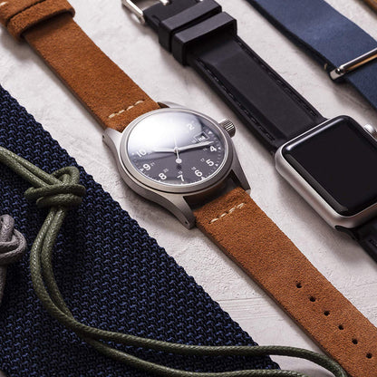 Benchmark Basics Dark Brown 20mm Suede Watch Strap - Vintage Leather Watch Band for Men & Women - Compatible with Regular & Smart Watches