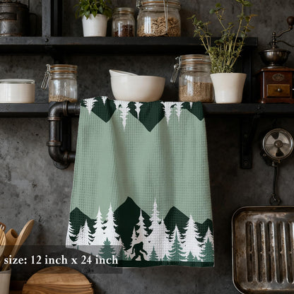 ZNGFON Funny Bigfoot Sasquatch Forest Kitchen Dish Tea Towels 16x24, Camper Decor Hand Towels for Bathroom, Camping Camper Bigfoot Gifts for Women,Big Foot Sasquatch Gifts