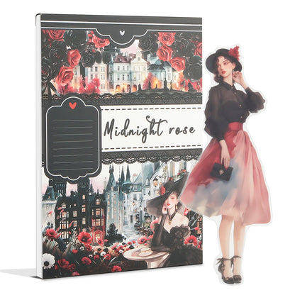 Snycler Midnight Rose Theme Sticker Scrapbooking Supplies for Junk Journal, 20 Sheets PET Stickers - Vintage Journaling Stickers, Ephemera Sticker Book Pre Cut, Planner, Junk Journal Supplies