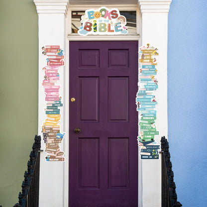 Yopyame Boho Books of the Bible Posters - 16PCS Educational Bible Door Borders Books of the Bible Door Cover for Scripture Church Bible Religious Christian Learning Posters for Classroom Sunday School