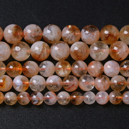 8MM 46PCS Natural Stone Citrine A Grade Quartz Crystal Loose Beads for Jewelry Making DIY Bracelet Necklace 1 Strand 15’’