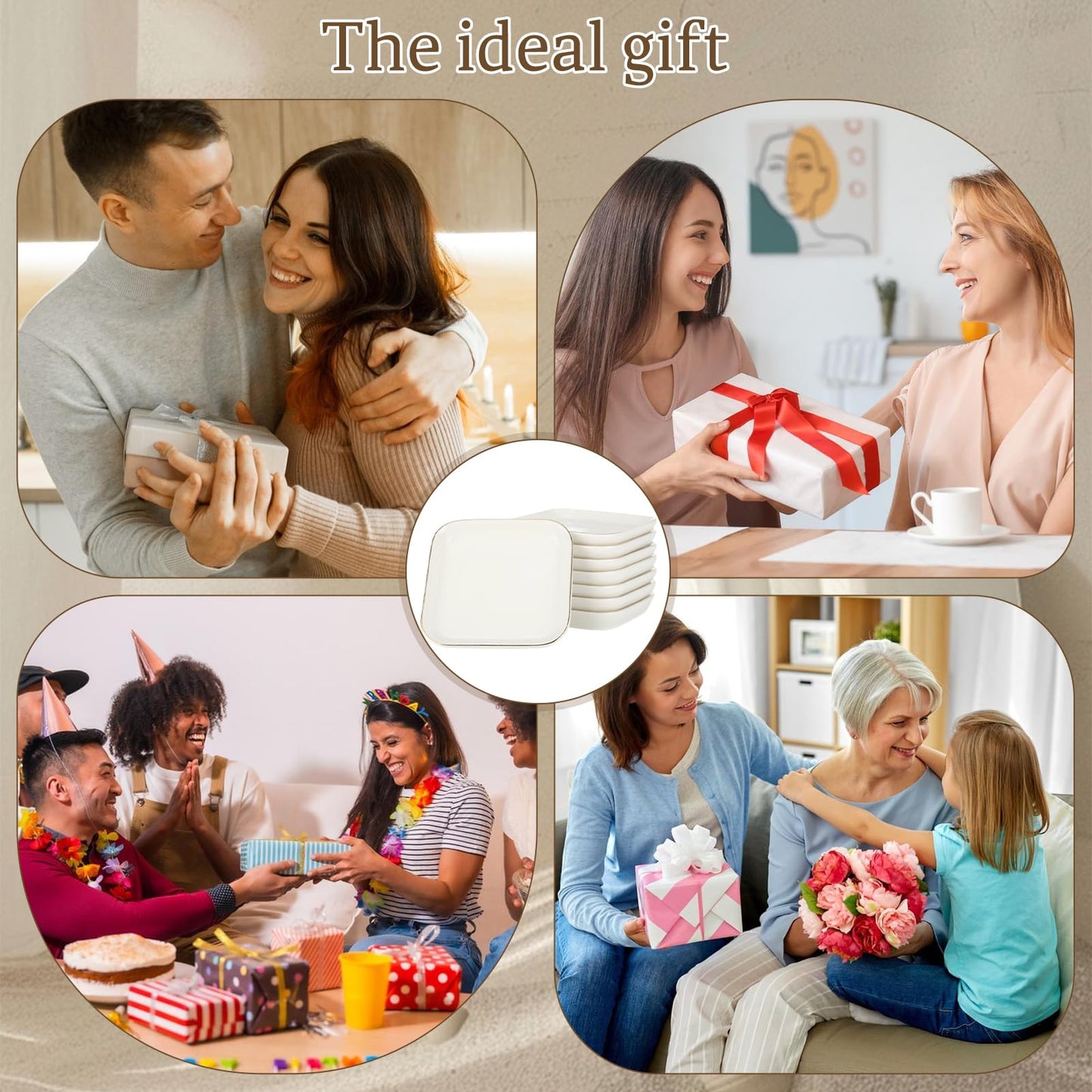 8 Pcs Ceramic Jewelry Tray 4.4 in Jewelry Dish for Women, Trinket Dish Ring Dish Bulk Decorative Trinket Dishes for Rings Earrings Necklaces, Bracelets Bridal Shower Wedding Birthdays Gifts Women