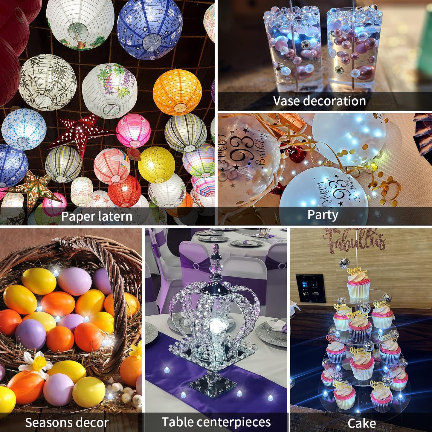 chzk 200pcs Balloon Lights Cool White & Rainbow Mini LED Lights Round Long Standby Time Ball Lamps for Easter Birthday Party Christmas Halloween Decoration