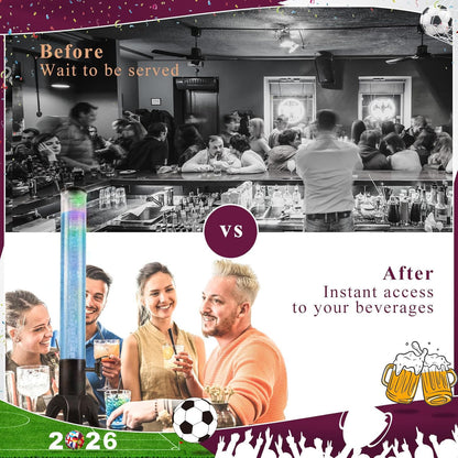 COSYOO Drink Tower, 3L Mimosa Tower Dispenser With Ice Tube and Led Light, Tabletop Beer Dispenser 3.17 Qt./101oz, Ideal for Parties Bars Pubs Restaurants