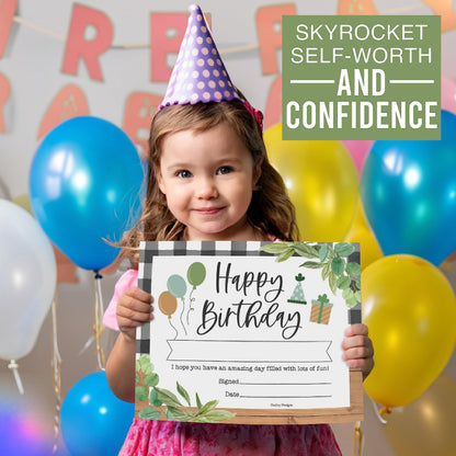 Happy Birthday Certificates for Students - 25 Student Birthday Certificates for Kids Classroom Must Haves, Teacher Supplies for Classroom Elementary, Farmhouse Teacher Essentials