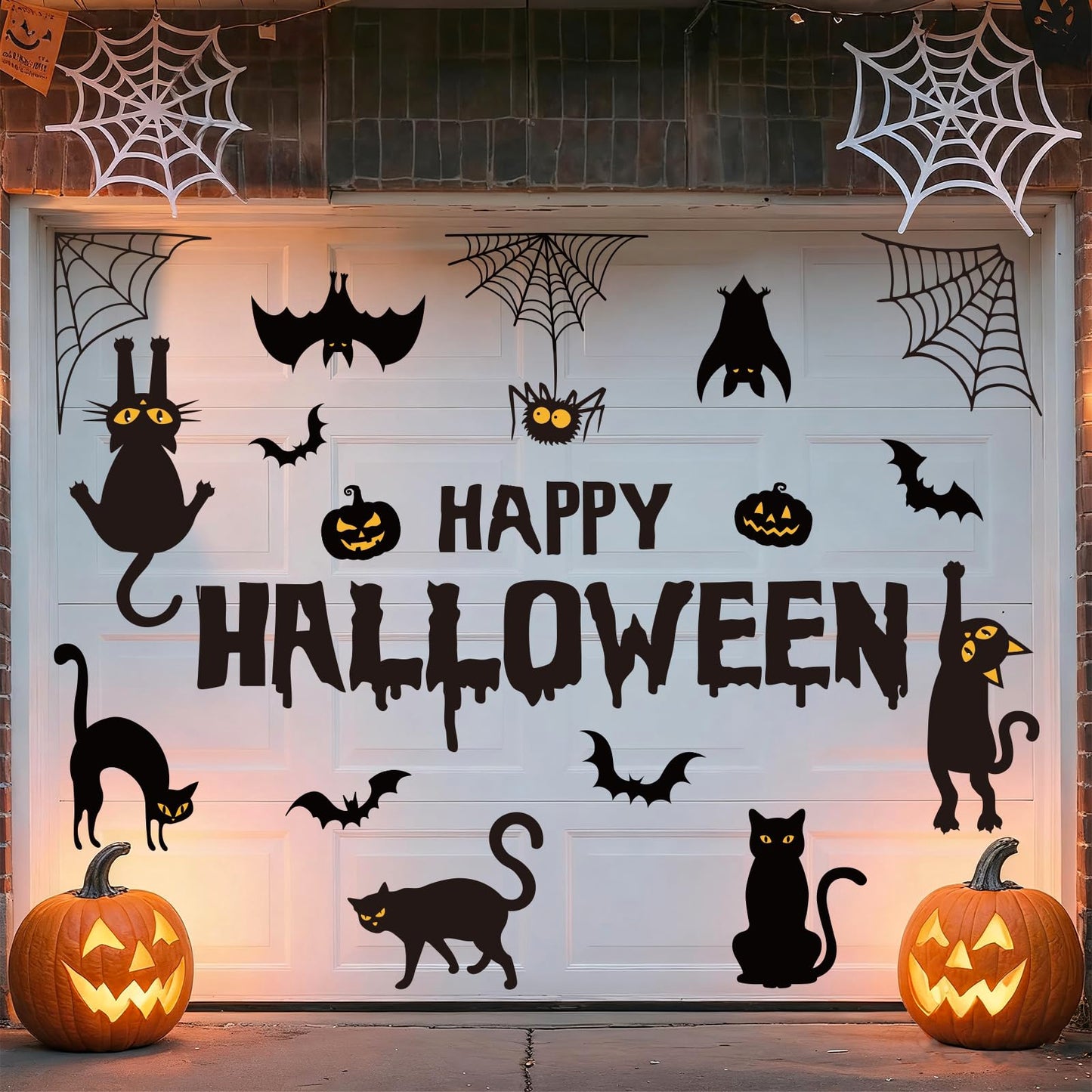 JarThenaAMCS 30 Pcs Halloween Garage Magnets Decoration Black Cat Bat Pumpkin Spider Web Garage Door Decals Magnetic Refrigerator Stickers for Halloween Party Home Car