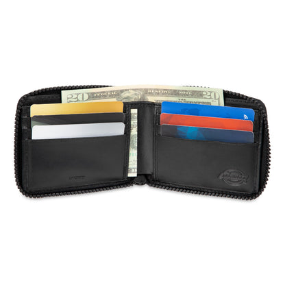 Dickies Mens RFID Everyday Leather Bifold Chain Wallet, Black, One Size