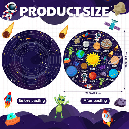 MiniInflat Felt Story Board Set Solar System Felt Story Board 2.5 Ft Outer Space Universe Storytelling Flannel Interactive Montessori Tool for Valentines Birthday Gift Space Learn (36,Solar)
