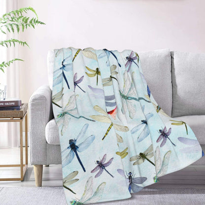 Majoug Dragonfly Throw Blanket Flannel Fleece Bed Blankets Lightweight Cozy Plush Blanket for Bedroom Living Sofa Car 50"x40"