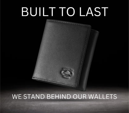 Stealth Mode Trifold Wallet for Men RFID Blocking – Genuine Napa Leather Extra Capacity Mens Wallet, 11 Card Slots, 3 ID Windows, Flip Out ID Holder, Large Tri Fold Leather Wallet for Men - Gift Ready