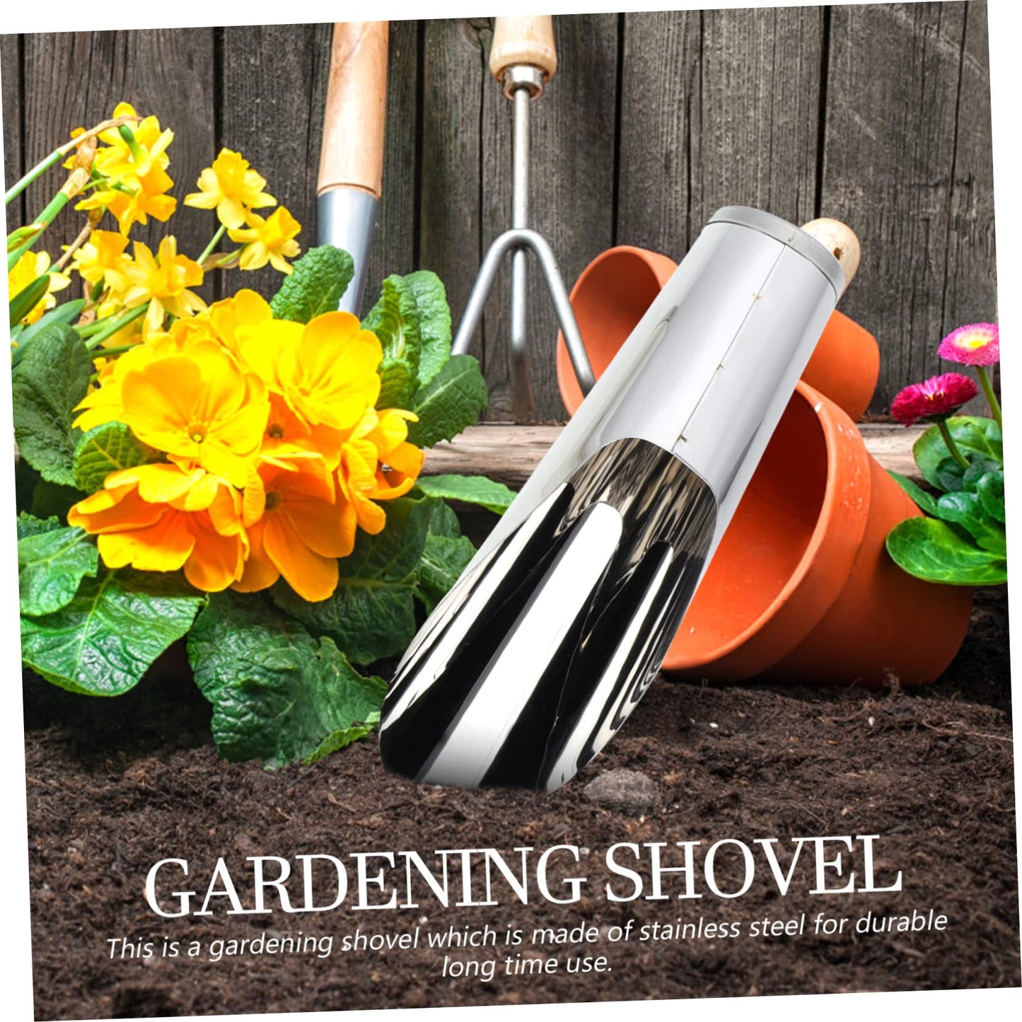 FUNOMOCYA Stainless Steel Gardening Scoop Small Soil Shovel Lightweight Handheld Planting Tool for Transplanting Potting Succulents Indoor Outdoor 6.69In