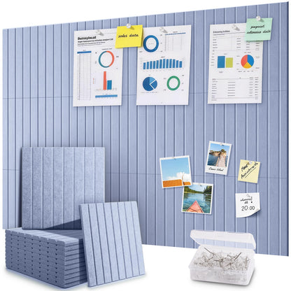 48" x 36" Large Cork Bulletin Board Tiles, Peel and Stick Felt Wall Panels for Vision, Message Center, Picture and Prayer Board for Office, Dorm, Room and Desk Decor(Soft Periwinkle)