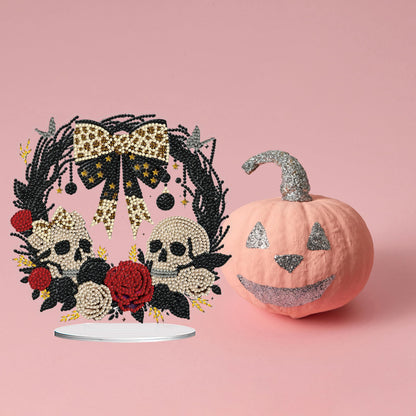Fairyland JinWenn Decor for Home Diamonds Art kit Decorations, Halloween Skull Rose Wreath Diamonds Painting Kit for Adult Tabletop Gift DIY 5D Diamonds Dots Special Crystal Diamond 7.5X7.7 inch