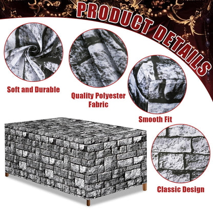 6Ft Medieval Brick Stone Wall Tablecloth Cobblestone Birthday Table Covers Decoration Castle Washable Fabric Polyester Rectangle Stone Table Cover for Halloween Knight Western Party Favors
