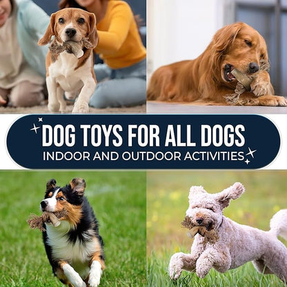 2 Pack Coffee Wood Tug for Dogs, Medium Toys Made of Real Coffee Wood and Hemp Rope - 100% Natural - Dogwood Chew Stick, Stress Relief, Training and Rewards