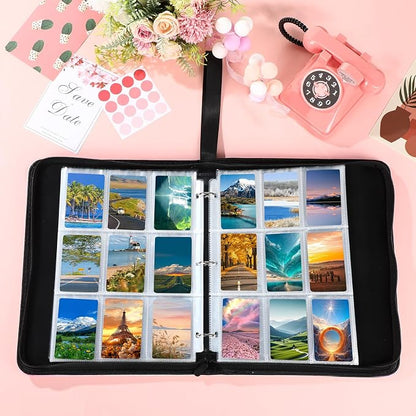 Card Binder 4/9 Pocket PU Waterproof Trading Binder Compatible with Mtg/ygo/tcg for 400/900 Portable Album Holder with Zipper Wristband Card Organizer