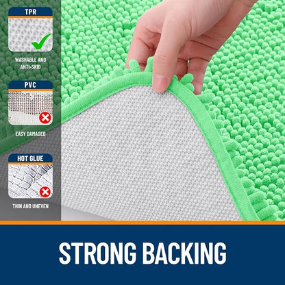 OLANLY Bathroom Rugs 30x18, Extra Soft Absorbent Chenille Bath Rugs, Rubber Backing Quick Dry, Machine Washable Bath Mats for Bathroom Floor, Tub and Shower, Home Decor Accessories, Mint Green