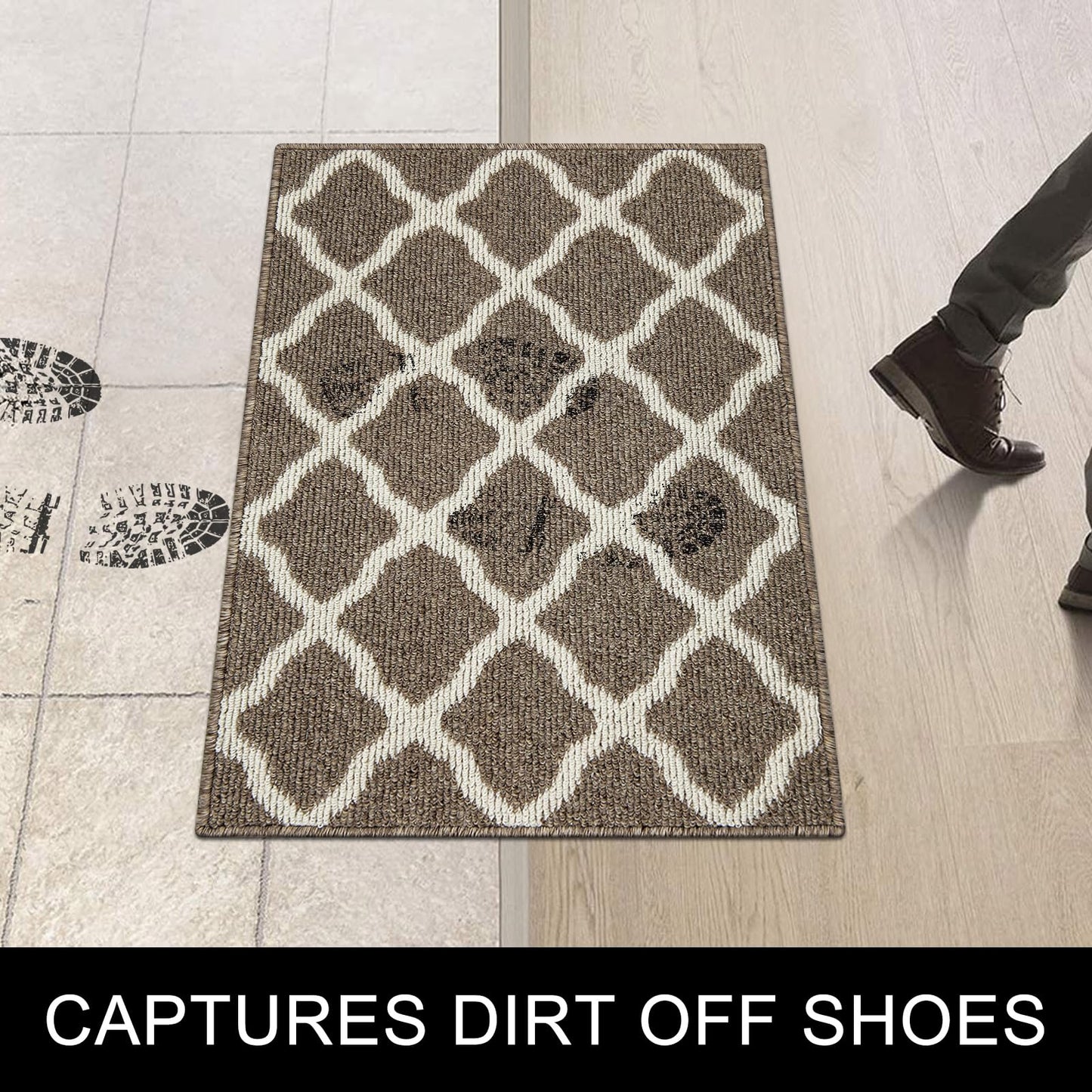 SHACOS Dirt Trapper Runner Rugs 2'x6' Non Slip Washable Hallway Kitchen Runner Rug Long Door Mats Rug Runner Carpet Runners for Garage Laundry Room Entryway, Brown