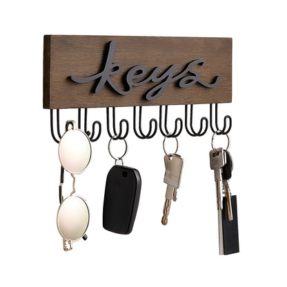 Mkono Key Holder for Wall Decorative with 7 Hooks, Wall Mounted Keys Hanger Organizer Rustic Wood Hanging Key Hooks Home Decor Farmhouse Entryway, Hallway, Office