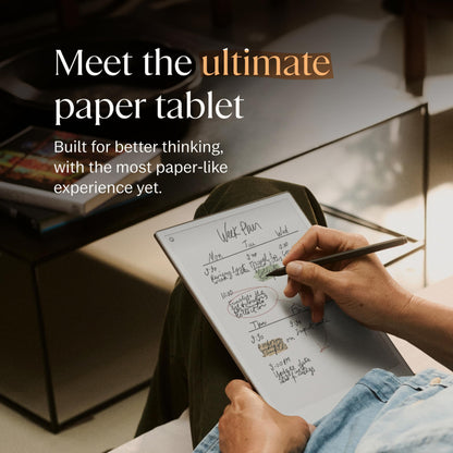 reMarkable Paper Pro Bundle – Premium Leather | Includes 11.8” reMarkable Paper Tablet, Marker Plus Pen with Eraser, and a Book Folio Cover in Black Leather
