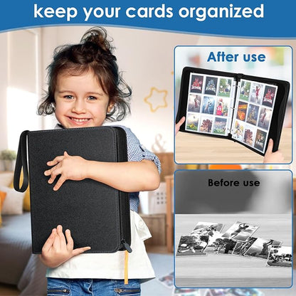 900 Pockets Card Binder, Trading Card 9 Pocket Durable Card Holder Album, Baseball Card Protectors for MTC,TCG, Game Cards, Sports Cards (Black)
