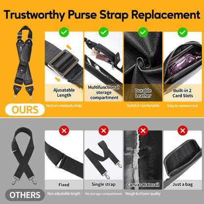 SHANSHUI Shoulder Strap Replacement, Adjustable Leather Crossbody Strap with Storage Space for Handbag, Purse