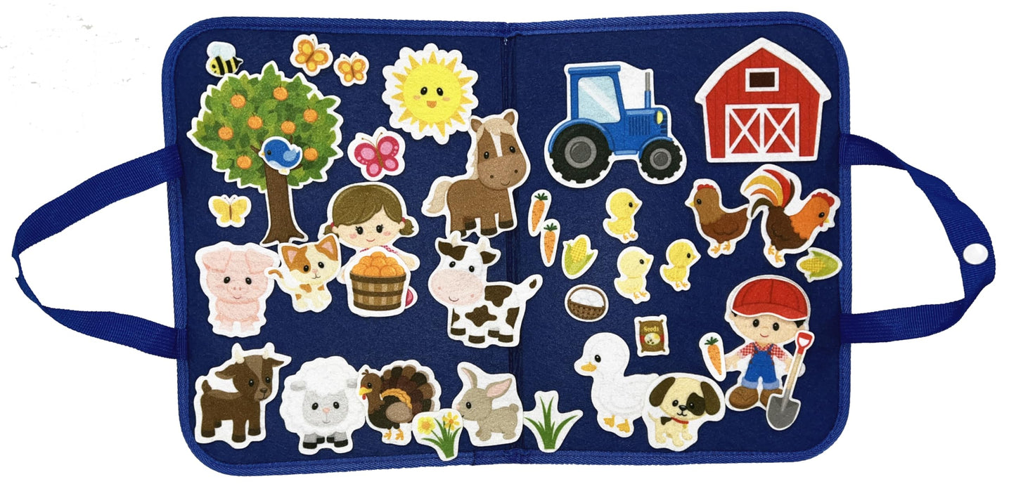 Story Time Felts 37 Piece Farm Animals Felt Figures for Flannel Board Set Small (Mini Farm & Flannel Board)