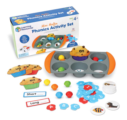 Learning Resources Mini Muffin Phonics Activity Set, Preschool Toys, Preschool Learning Activities, Play Food, Kindergarten Toys, Ages 4+,70 Pieces