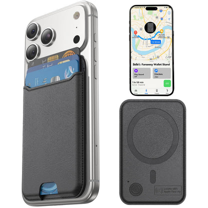 Fanseesy for MagSafe Wallet, Works with Apple Find My,4 Card Holder, Magnetic Phone Wallet for iPhone 17/16/15/14/13/12 Pro Max Air Plus Series, RFID Blocking Vegan Leather,Black