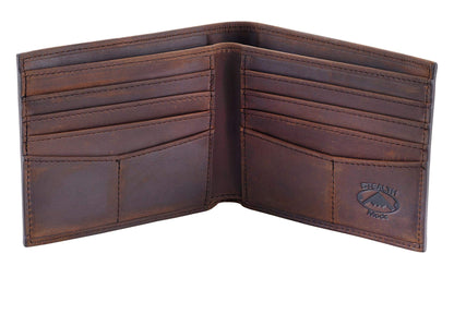 Stealth Mode Dark Brown Leather Bifold Wallet For Men - RFID Wallet With 8 Card Slots and Divided Billfold, One Size