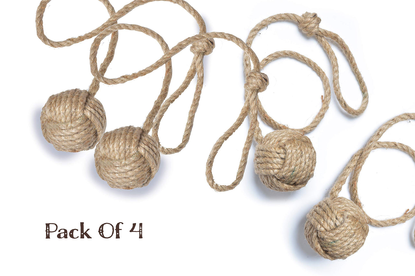 Beautiful Curtain Tiebacks, Natural Soft Jute Curtain Rope Pullback, Handmade Rustic Decorative Curtain Holdbacks, Hand Braided Modern Drapery Tiebacks (2 Pair)