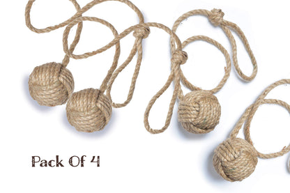 Beautiful Curtain Tiebacks, Natural Soft Jute Curtain Rope Pullback, Handmade Rustic Decorative Curtain Holdbacks, Hand Braided Modern Drapery Tiebacks (2 Pair)